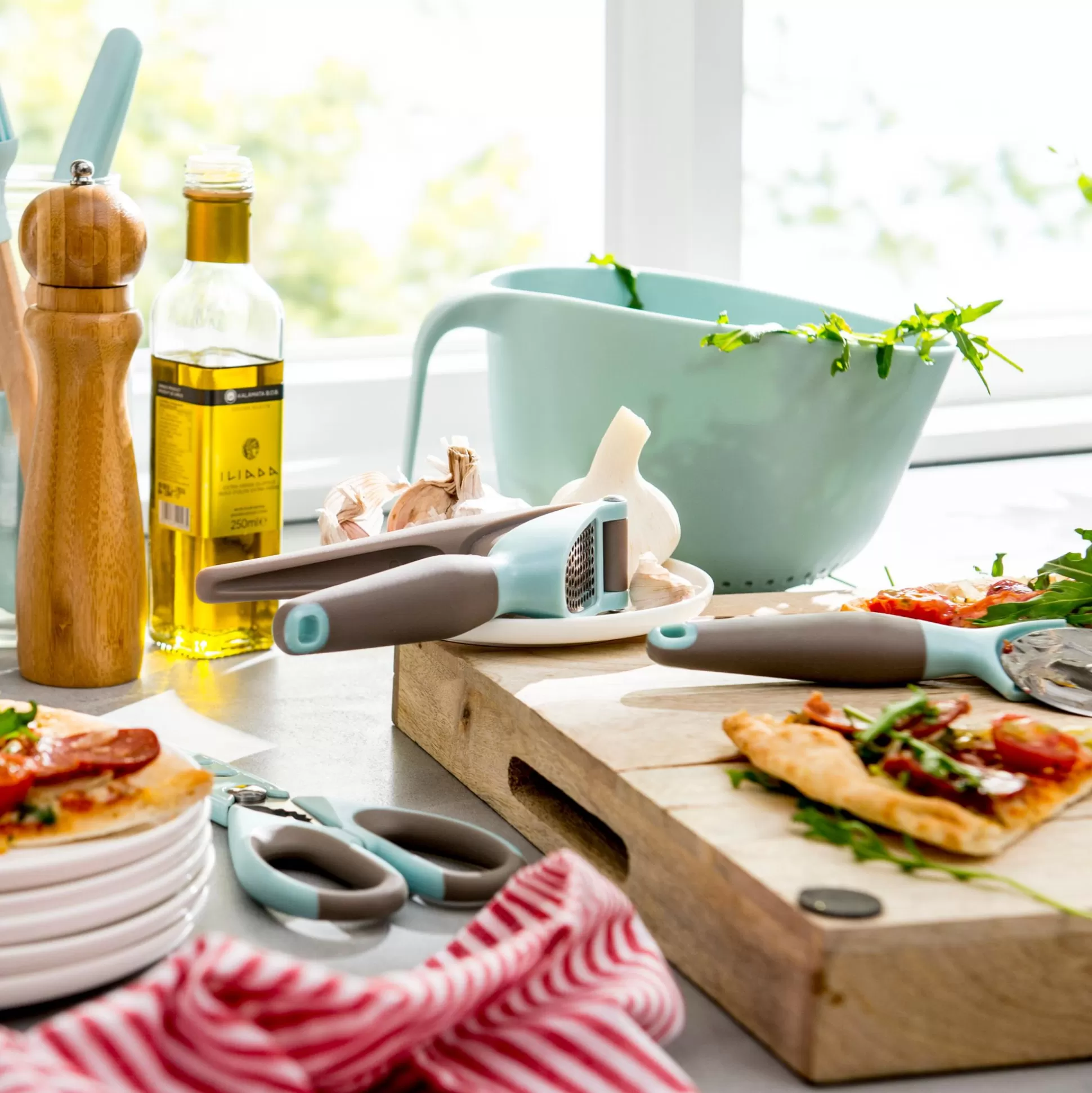 Cuchillos De Carne<CASA Kitchen Cortador De Pizza Gris, Azul