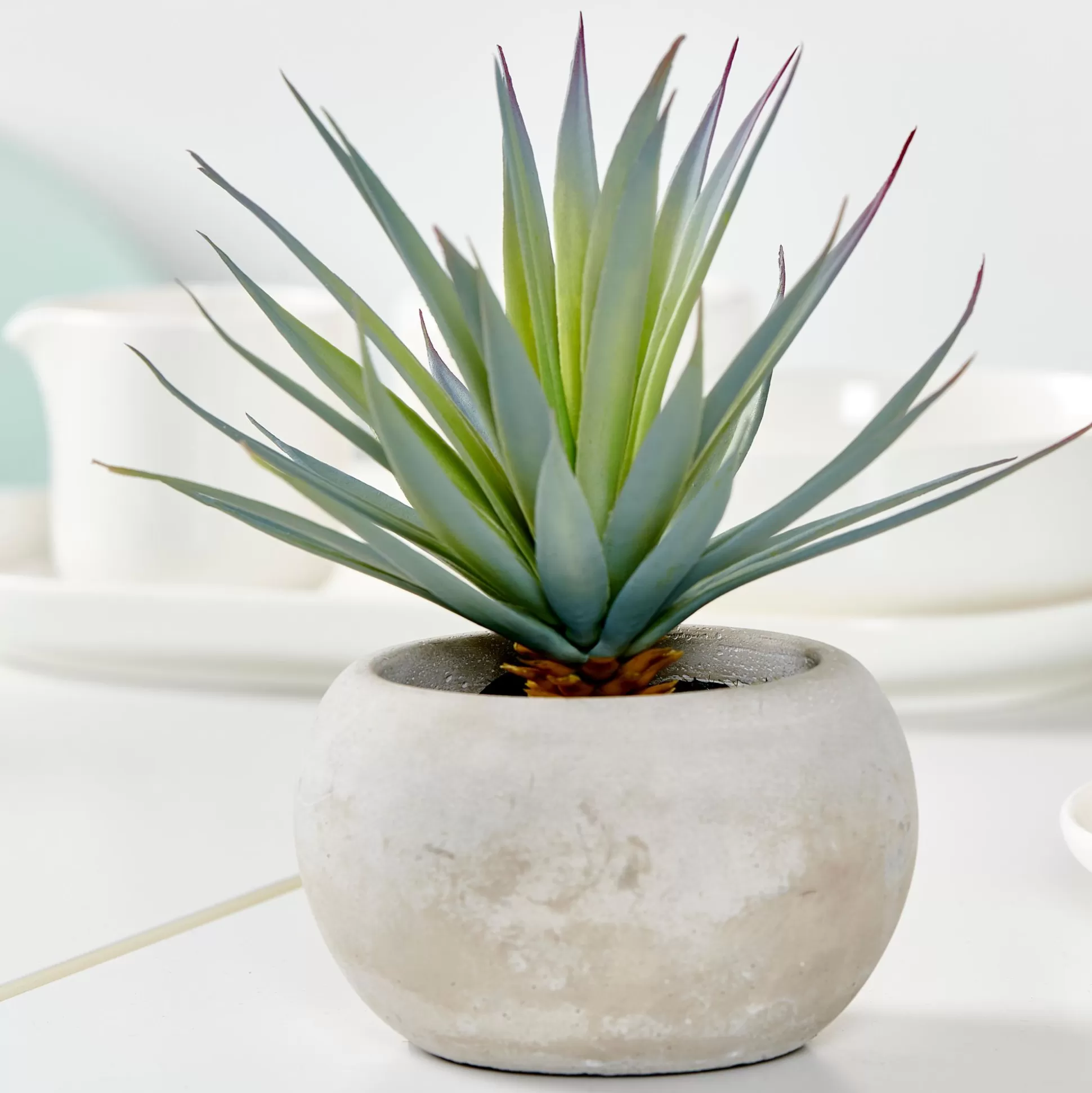 Plantas Artificiales<CASA Cement Planta Crasa Art En Tarro Gris