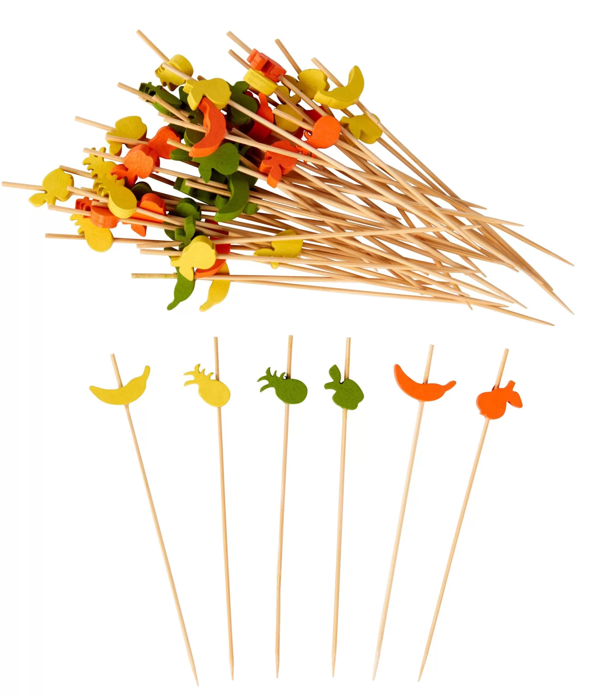 Accesorios Coctéles<CASA Fruities Palillos Apero Juego De 50 Mezcla De 3 Colores Naranja, Amarillo, Verde