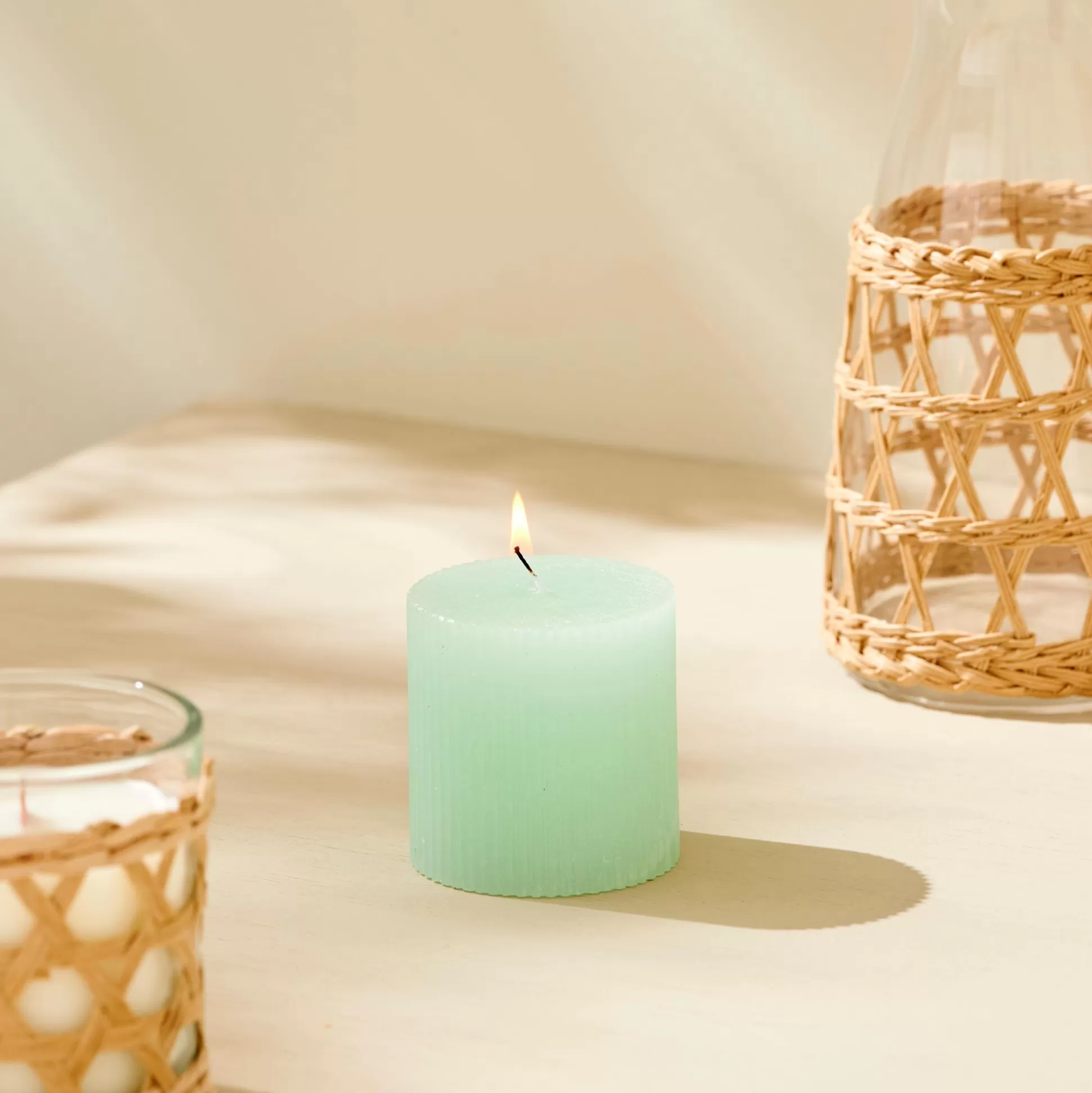 Velas<CASA Rustic Vela Estriada Menta