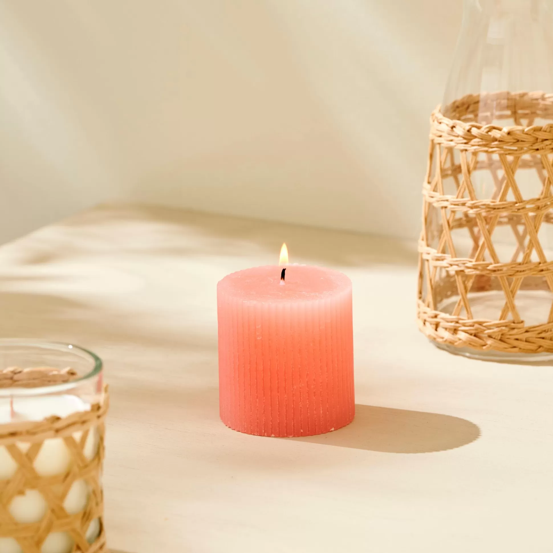 Velas<CASA Rustic Vela Estriada Naranja