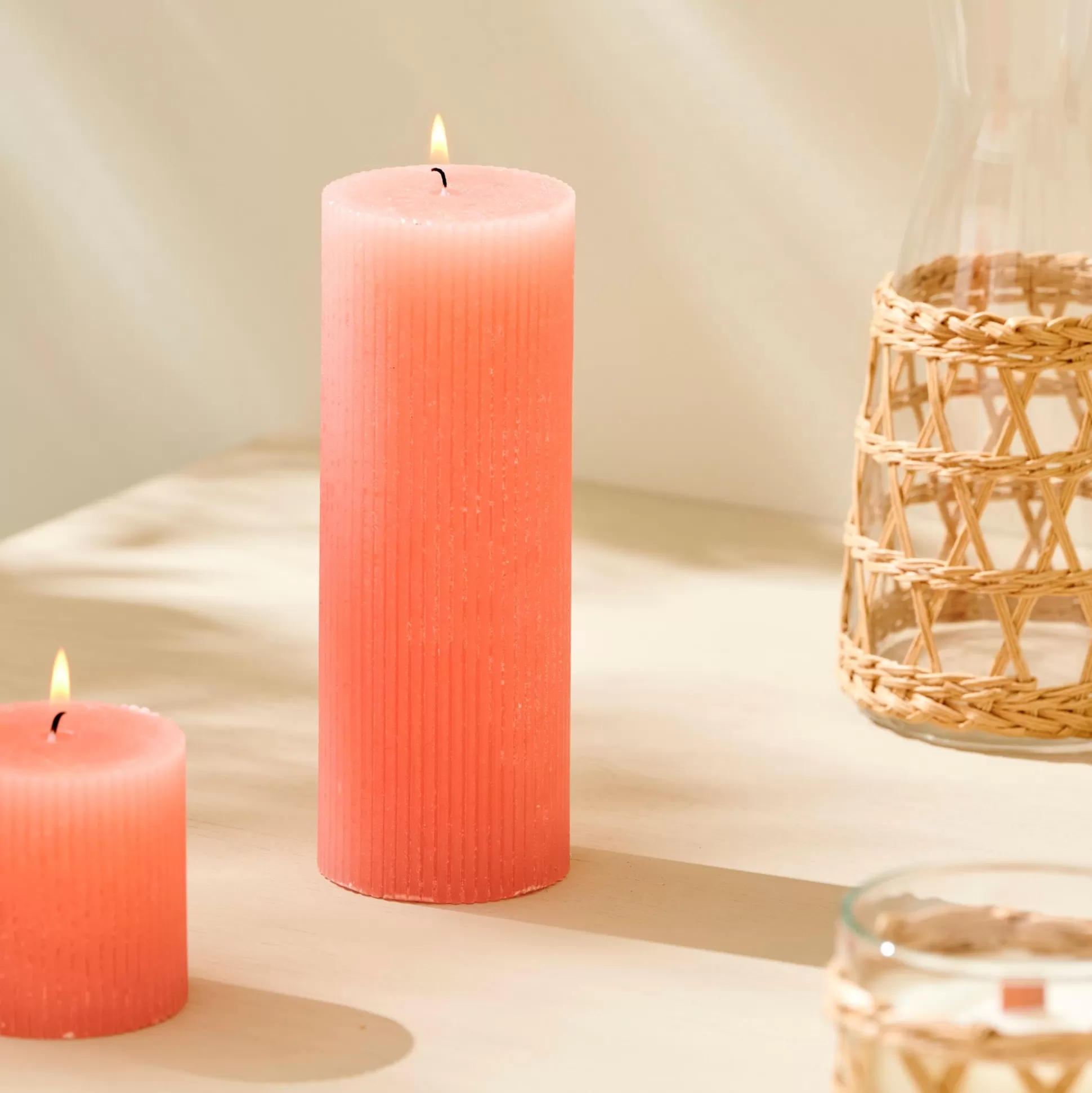 Velas<CASA Rustic Vela Estriada Naranja