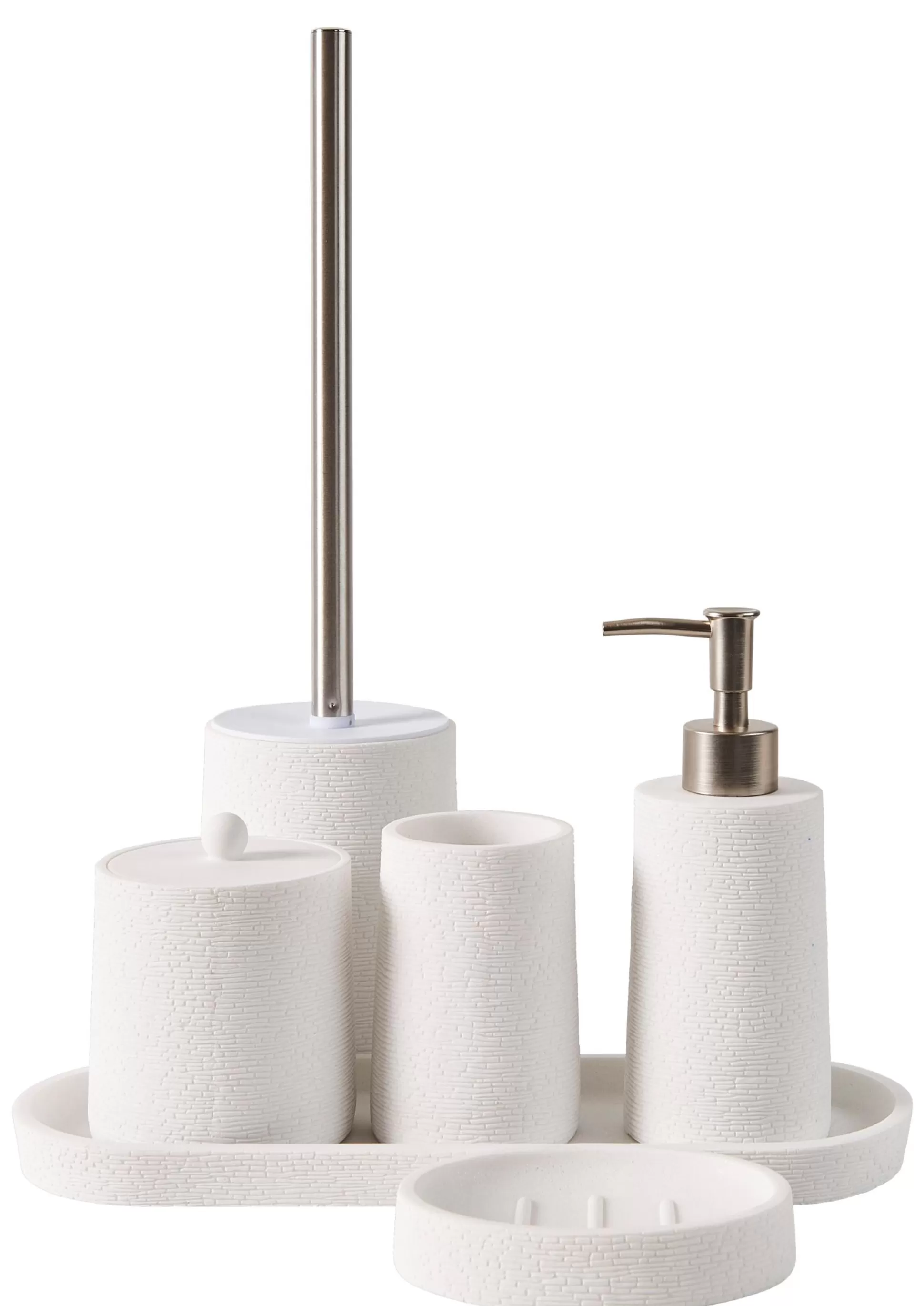 Accesorios Water<CASA White Elegance Cepillo Wc En Soporte Blanco, Plateado